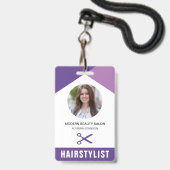 Badge Nom et photo Beauté Salon Coiffure Carte d'identit (Front with Lanyard)