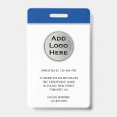 Badge Nom et photo Carte d'identité de paramètre d'urgen (Back)