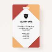 Badge Nom et photo Carte d'identité professionnelle de l (Dos)