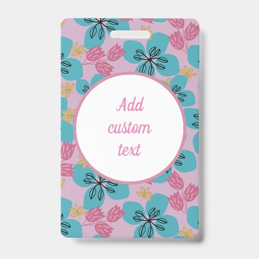 Badge Nom floral rose personnalisé mère (Face)