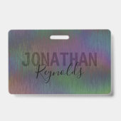 Badge Nom Holographique moderne en métal Monogramme - In (Arrière)