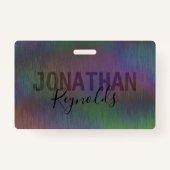 Badge Nom Holographique moderne en métal Monogramme - In (Dos)