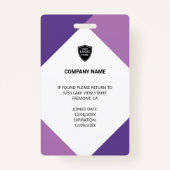 Badge Nom moderne et photo Carte d'identité de l'employé (Dos)