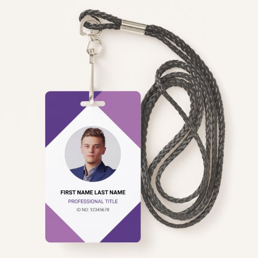 Badge Nom moderne et photo Carte d'identité de l'employé (Devant avec lanière)
