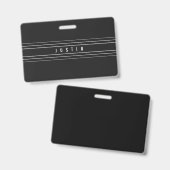 Badge Nom modifiable et bandes géométriques | Noir et bl (Avant & arrière)