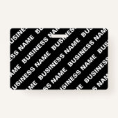 Badge Nom modifiable répété en gras | Blanc noir simple (Devant)