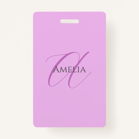Badge Nom Monogramme Lettre initiale Orchid & Lilac (Devant)