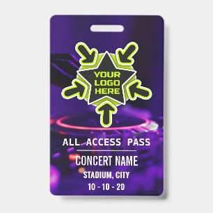 Badge Nom personnalisé accéder à tous accès pass concert