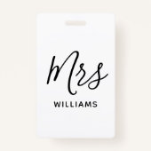 Badge Nom personnalisé de l'enseignant simple ID de la l (Devant)