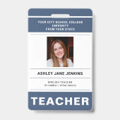 Badge Nom personnalisé et photo ID enseignant école coll (Avant)