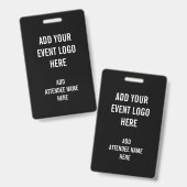 Badge Nom Personnalisé Logo Noir Blanc Événement (Avant & arrière)