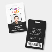 Badge Nom personnalisé Logo Photo Code-barres Code emplo (Avant & arrière)