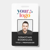 Badge Nom personnalisé Logo Photo Code-barres Code emplo (Avant)