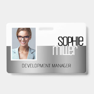 Badge Nom personnalisé Luxe Dégradé Argent Tendance