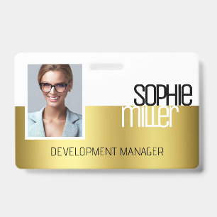 Badge Nom personnalisé Luxe Golden Gradient tendance
