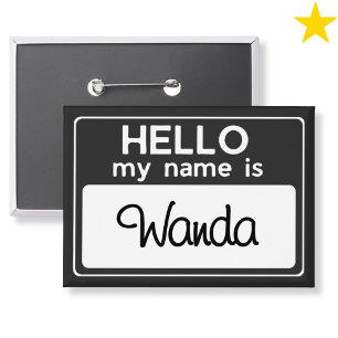 Badge Nom personnalisé noir et blanc Bonjour je m'appell