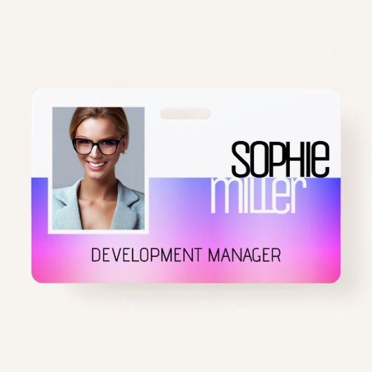 Badge Nom personnalisé Purple rose dégradé tendance (Devant)