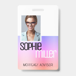 Badge Nom personnalisé rose à violet ombré élégant