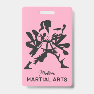 Badge Nom personnalisé, Texte & Couleur Arts Martiaux
