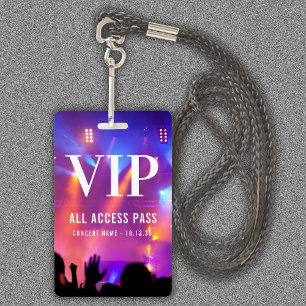 Badge Nom personnalisé VIP All Access Pass Concert