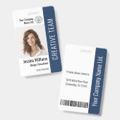 Badge Nom personnel personnalisé Logo Code à barres Code (Avant & arrière)