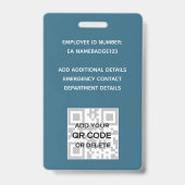 Badge Nom photo couleur de l'employé QR numérisation cod (Arrière)