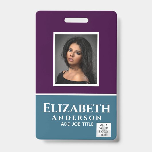 Badge Nom photo couleur de l'employé QR numérisation cod (Avant)
