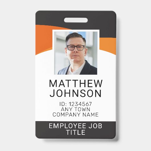 Badge Nom photo de l'employé de l'entreprise - ID Modèle (Face)
