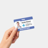 Badge Nom photo de l'employé de l'hôpital Logo Bleu noir (À main)