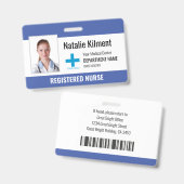 Badge Nom photo de l'employé de l'hôpital Logo Bleu noir (Recto et verso)