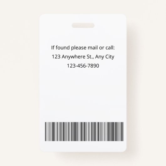 Badge Nom photo de l'employé du Modèle gris simple (Dos)