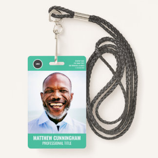 Badge Nom photo de l'employé moderne Code à barres Logo 