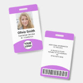 Badge Nom photo de l'employé personnalisé ID de rôle Cod (Avant & arrière)