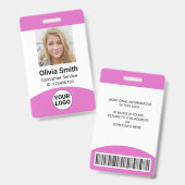 Badge Nom photo de l'employé personnalisé ID de rôle Cod (Avant & arrière)