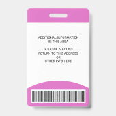 Badge Nom photo de l'employé personnalisé ID de rôle Cod (Arrière)