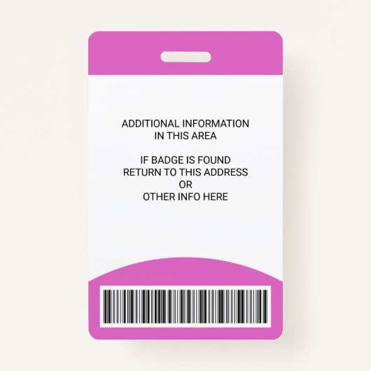 Badge Nom photo de l'employé personnalisé ID de rôle Cod (Dos)