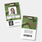 Badge Nom photo de l'employé personnalisé Motif Camo (Avant & arrière)