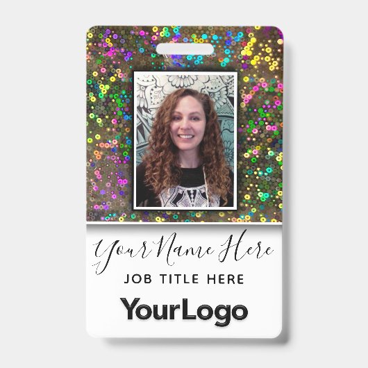 Badge Nom photo de l'employé professionnel Rainbow (Avant)