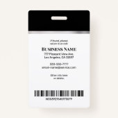 Badge Nom photo de l'entreprise Logo Info, Black & Silve (Dos)