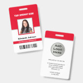 Badge Nom Photo Logo Code-barres Carte d'identité de l'e (Avant & arrière)