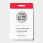 Badge Nom Photo Logo Code-barres Carte d'identité de l'e (Arrière)