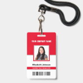 Badge Nom Photo Logo Code-barres Carte d'identité de l'e (Avant avec lanière)