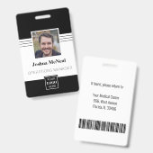 Badge Nom photo professionnel de l'employé élégant (Avant & arrière)