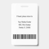 Badge Nom photo professionnel de l'employé élégant (Arrière)