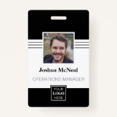 Badge Nom photo professionnel de l'employé élégant (Devant)