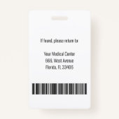 Badge Nom photo professionnel de l'employé élégant (Dos)