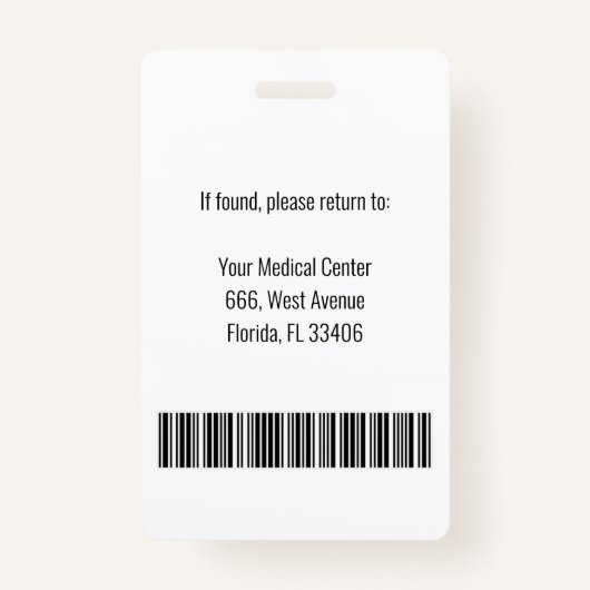 Badge Nom photo professionnel de l'employé élégant (Dos)