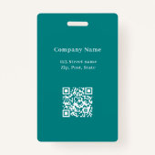 Badge Nom photo turquoise Code QR logo commercial (Dos)