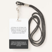 Badge Nom professionnel du bloc de couleur gris simple p (Derrière avec lanière)