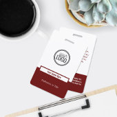 Badge Nom professionnel en bloc de couleur bordeaux pers